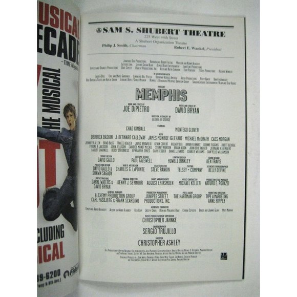 Memphis Playbill 2010 Shubert Theatre Ticket Chad Kimbell Montego Glover McGrath - Picture 3 of 11
